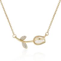 Tulip Rose Blossom Necklace Designed By A Female Crowd with Premium Bow Tie Accessories beige