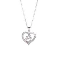 Mother and Son Concentric Necklace for Women, Tide Mother and Son Embrace Love Heart-shaped Collarbone Chain