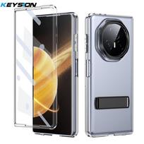 KEYSION Transparent Case for Huawei HONOR Magic V3 Hard PC Metal Kickstand Shockproof Phone Cover with Glass Screen Protector for Magic V3 juoda