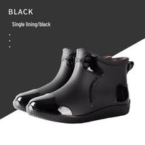 Men's Shiny Low-Top Casual Rain Boots - Thick Low-Heeled Waterproof Shoes Size 44 juoda