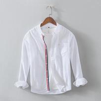 Men's Spring Versatile Long Sleeve Pocket Shirt - Business Casual Solid Color XXL balta
