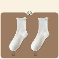 Women's Mid-Tube White Lace Socks - Autumn/Winter Japanese Loli Style One Size