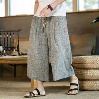 Men's Summer Ice Silk Loose Wide-Leg Cropped Pants XL (135-150 jin) gray