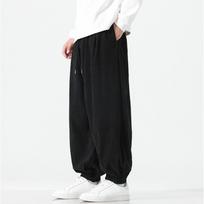Men's Chinese-Style Corduroy Casual Wide-Leg Pants, Plus-Size Bloomers M (100 jin) juoda