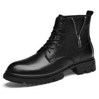 Žieminiai batai Chelsea Vyriški batai Aukštos kokybės natūrali oda Verslo batai Su pašiltinimu Storas padas Oda Laisvalaikio Kailiniai Ankle Boots 36 black