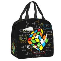 Math  Rubix Player Math Lovers Portable Lunch Box Women Multifunction Cooler Thermal Food Insulated Lunch Bag 22x20x13CM smėlis
