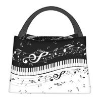 Aesthetic Piano Keys Lunch Bags Accessories Insulated Oxford Cooler Musical Notes Pianos Music Thermal Food Picnic Lunch Box 28x17x16CM juoda