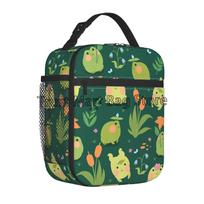 Cute Frog Lunch Bag for Women Boys Girls Portable Lunch Box Reusable Cooler Tote Bag for Office Work School Picnic Beach Travel 26x21x11CM smėlis