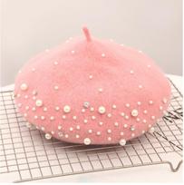 Woolen pearl beret woman Autumn-winter Korean all-matching Japanese painter hat British retro pumpkin hat woman