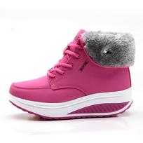Women Fashion Winter Boots with Fur High Top Platform Ankle Boots Blue Casual Wedges Swing Shoes X974 5 5 rožinė