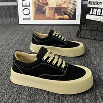 Breathable Casual Shoes Men'S Lazy Loafers Shoes Canvas Thick Bottom Rubber Shoes For Man 2025 New Thick Soled Versatile Sneaker 39 juoda