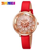 Ladies watch 3D flower round quartz watch niche light luxury women's watch belt watch 30 meters waterproof