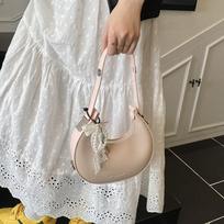 Personalized Retro Crescent Moon Bag, Female Tide Underarm Shoulder Bag, Hand Carry Diagonal Span Bag no pendant rožinė