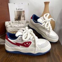 Hong Kong style spring and autumn American retro bread shoes women's platform versatile student white shoes niche design original board shoes women 35 raudona