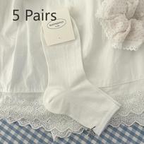 5 Pairs of Women's Summer Thin Ballet Style Hollow Bow Breathable Tube Socks 5 Pairs balta