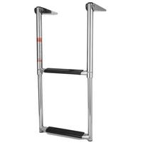 2 Steps Boat Ladder Folding Telescopic Stainless Steel for Pontoon Marine Yacht Upper Platform