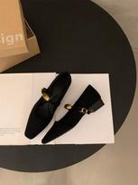 2024 Square Toe Ballet Shoes Fashionable Luxury Dresses Suede Flat Loafers Women's Spring Shoes Luxury Shoes Women 35 juoda