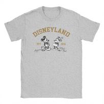 New Arrival  mickey and minnie mouse  T Shirt For Unisex  Cotton T-shirts Short Sleeve Tops S pilka spalva