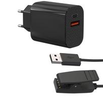 12W Mains Charger + Cable Compatible with Garmin Forerunner 30 35 230 235 630 645 Music Approach G10 S20 Vivomove HR Phonillico® juoda
