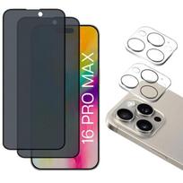 Anti-Spy Tempered Glass for iPhone 16 PRO MAX and Camera Protection [2 Pack] Phonillico® Protective Glass Film juoda