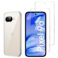 Case for Google Pixel 9a and 2 Tempered Glass Screen Protector Film Phonillico® skaidri