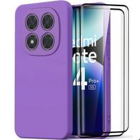 Case for Xiaomi Redmi Note 14 Pro Plus 5G - Purple Silicone + 2 Tempered Glass - EFConnection®