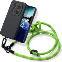 Case for Xiaomi Redmi Note 14 Pro Plus 5G/Note 14 Pro+ 5G - Black Shockproof Silicone with Green Lanyard