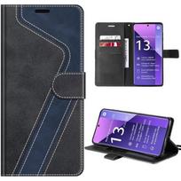 Coque pour Xiaomi Redmi Note 13 Pro+ 5G - Note 13 Pro Plus 5G - Protection Pliable Cuir PU Noir-Bleu Marine