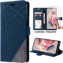 Case for Xiaomi Redmi Note 12 5G - BRAND - Leather Effect Protection - 2 Tempered Glass - Magnetic Closure