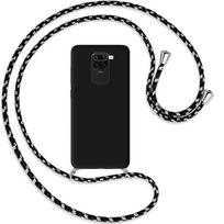 Case For Redmi Note 9 (6.53 ) Solid Color Soft Shockproof Anti-Scratch Silicone Included Universal Neck Strap Black