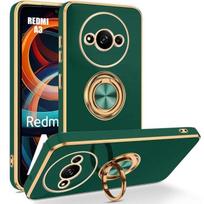 Case for Xiaomi Redmi A3 - E.F.CONNECTION - Shockproof Hybrid Silicone - 360° Rotating Ring - Night Green