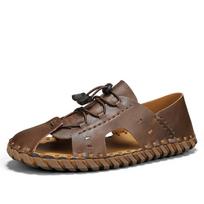 Naujos odinės vyriškos basutės Vasarinės vyriškos basutės Šlepetės Lauko paplūdimio laisvalaikio batai Zapatos Hombre Patvarūs neslystantys prabangūs batai 39 ruda