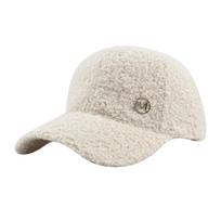 Hat Winter Solid Color M Standard Lamb Wool Baseball Cap Women's Outdoor Warm Leisure Fashion All-match Plush Duckbills Cap One Size smėlis