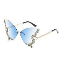 Sunglasses Fashion New Ladies Sunglasses Sunscreen Sunglasses Clothing Matching Diamond Butterfly Sunglasses One Size mėlyna