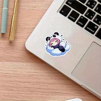 Kawaii Girl in Panda Bear Costume Sleeping on Clouds Sticker, Durable for Laptop, Car,More Perfect for Teens, Adults, Creative Decor & Gifting 5PC