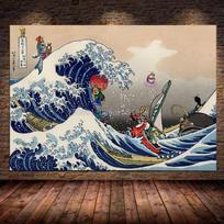 medžio masyvo rėmas Legend of Zelda Windwaker The Great Wave off Kanagawa Plakatas Anime Žaidimas Drobė Tapyba Svetainės dekoras Sienų menas Namų dekoras 15*20cm(with frame)