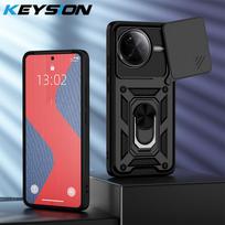 KEYSION Shockproof Case for Xiaomi POCO F7 Ultra Silicone+PC Slide Camera Protection Ring Stand Phone Cover for POCO F7 Ultra for POCO F7 Ultra juoda