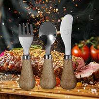 Kids Spoon Fork Knife Set Utensils Kitchen Tableware for Hotel Rubberwood Rubberwood