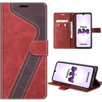 Case for Samsung Galaxy A34 5G, Two-Tone Pattern Protection in Red Faux Leather with Card Slots and Integrated Stand raudona