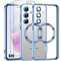 Case for Samsung Galaxy S25 - with Magnetic Circle - Blue + 2 Tempered Glasses - BOOLING® mėlyna