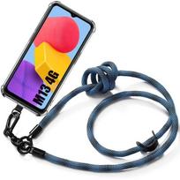 Case - Samsung - Galaxy M13 - Shockproof - Removable Lanyard - Transparent Blue mėlyna