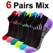 6 Pairs Neutral Knitted Odor Proof Sports Socks Fashionable Stripes Sweat Absorbing Breathable Couple Running Casual Socks One Size black