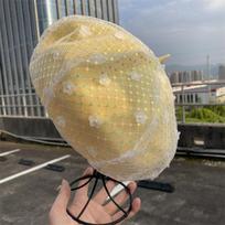 New Beret Sequined Flower Versatile Korean Version Bud British Painter Retro Fashion Hollow Hat ONE SIZE