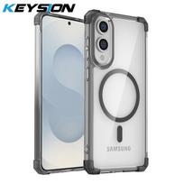 KEYSION Transparent Shockproof Case for Samsung Galaxy S25 Edge 5G Magnetic Wireless Charging Clear Phone Back Cover for Galaxy S25 Edge juoda