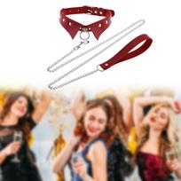 Gothic Rock Choker with Charms And Rings for Women raudona
