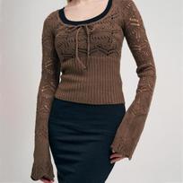 French Lazy Style Hollow Out Design Hook Flower Knitted Sweater for Women's Spring New Slim Fit Long Sleeved Knitted Top S ruda