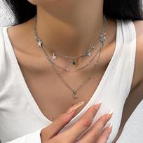 Accessories, Vintage Multi-Layer Star Pentagram Fringed Moon Pendant Necklace Collarbone Chain 1