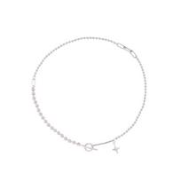 Four-Pointed Star Ot Buckle Necklace, Female Tide Round Bead Collarbone Chain, Personalized Fringed Star Thick Chain, Neck Chain.