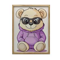 Plakat Pluszowy Miś We Fioletowym Hoodie Plakat Pluszowy Miś We Fioletowym Hoodie, 30X40 Cm, Rama Aluminiowa Czarna, Papier Matowy 230 Gsm 36