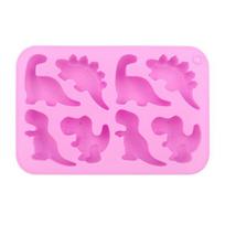 Dinosaur Shape Silicone Ice Mold Flexible Ice Maker for Halloween Party Drinks 8 Cavity Silicone Ice Tray Funny Popsicle Molds for Chocolate rožinė